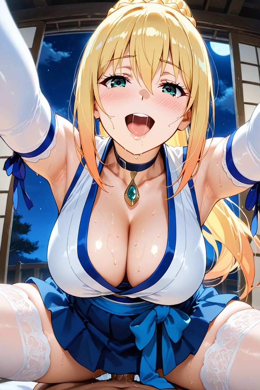 Modern Shrine Maiden Outfit, Silky Smooth Skin, White Elbow Gloves Hentai AI Porn