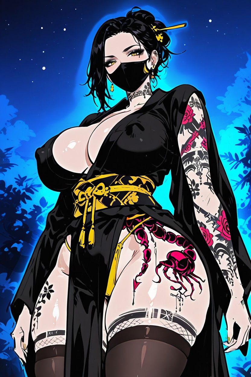 Covered In Tattoos, Sketch Art Style, Close Up Hentai AI Porn