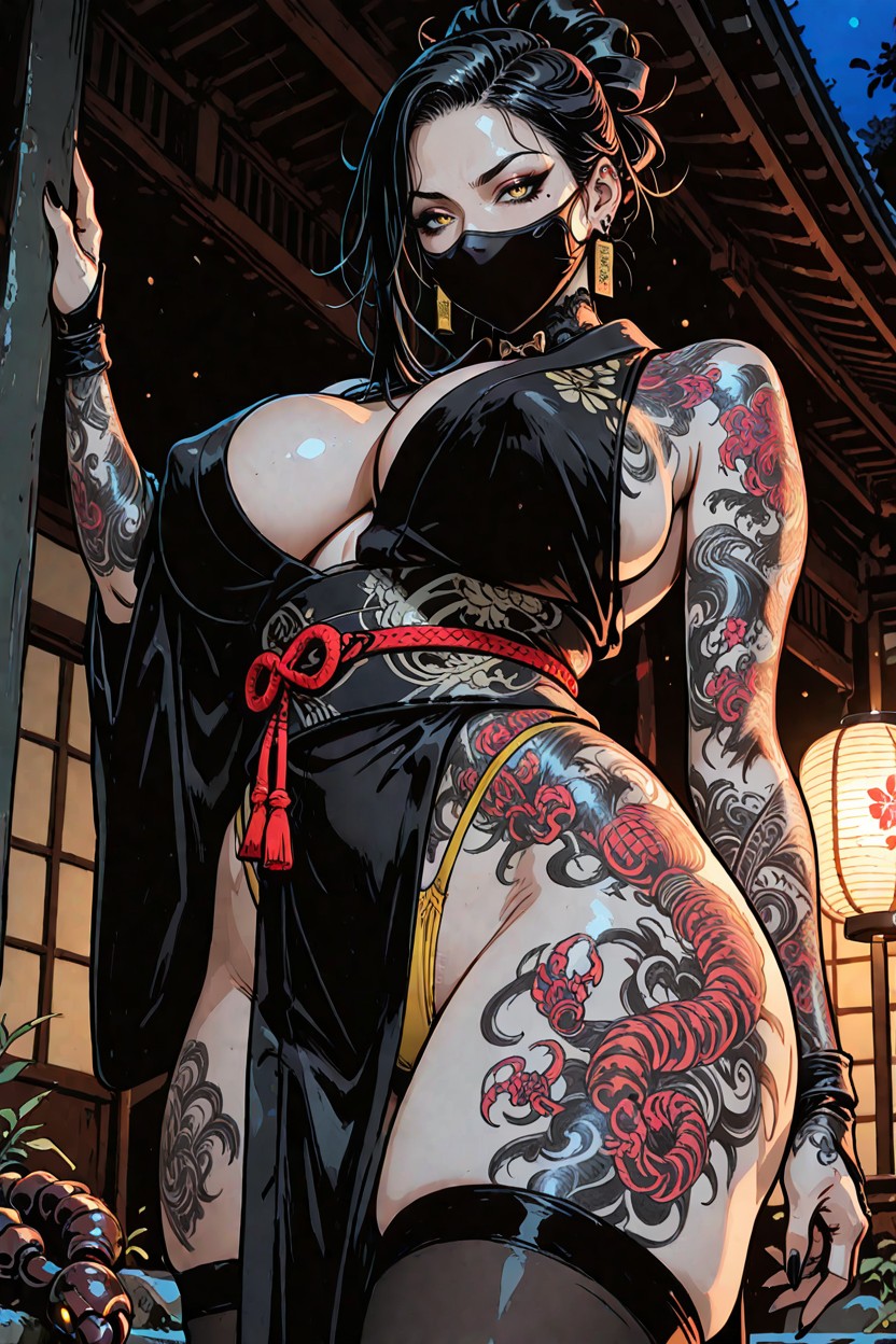 Night, Dim Lighting, Covered In Tattoos Hentai AI Porn