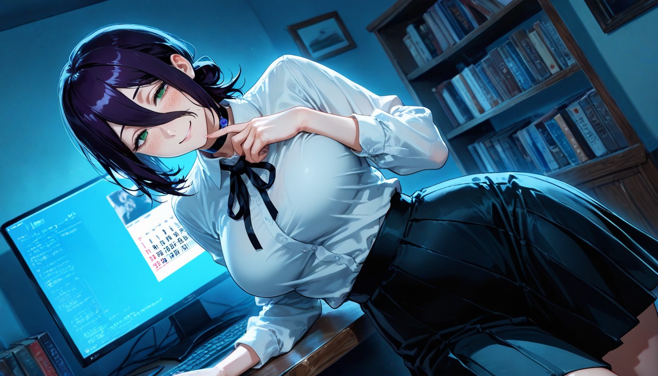 Big Green Eyes, In Universe, Street Light Shining On Her Hentai AI Porn
