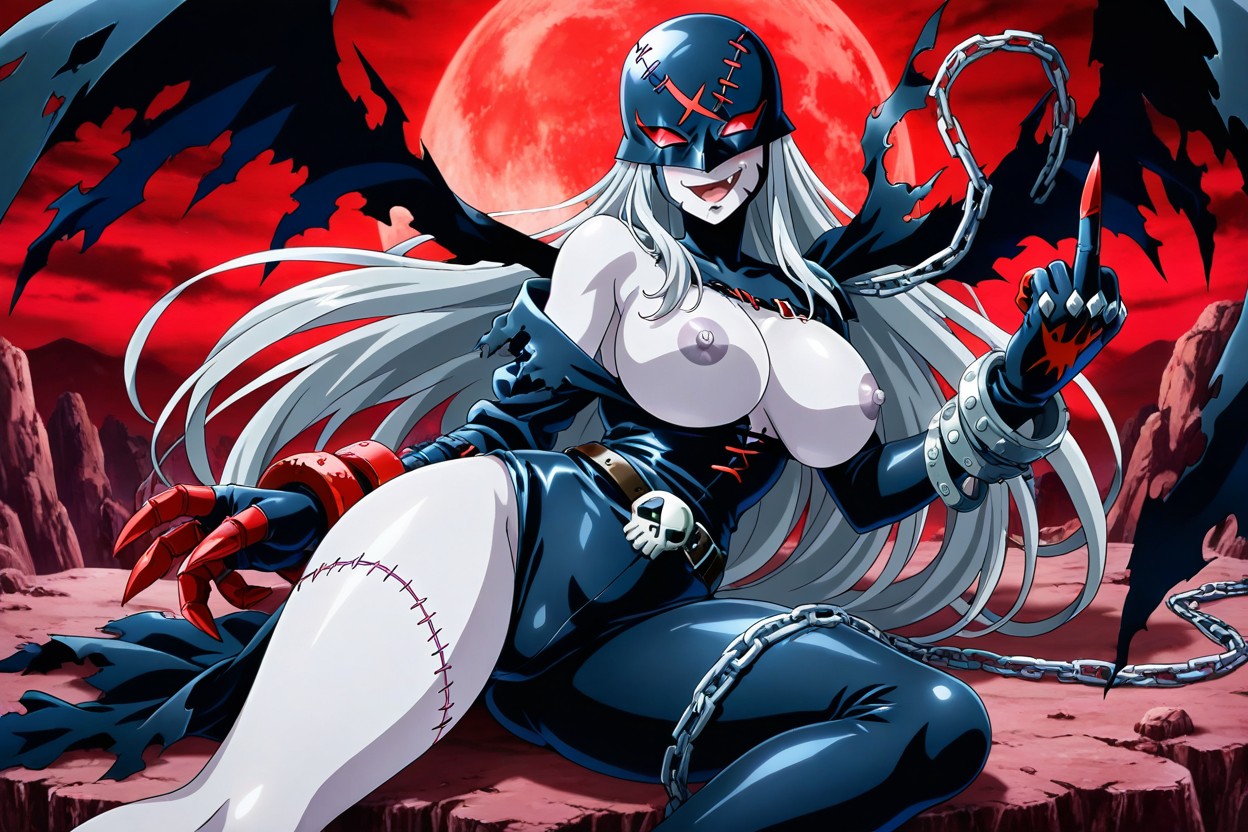 Soft Red Light, Left Leg Unclothed, Bare Left Tight Hentai AI Porn
