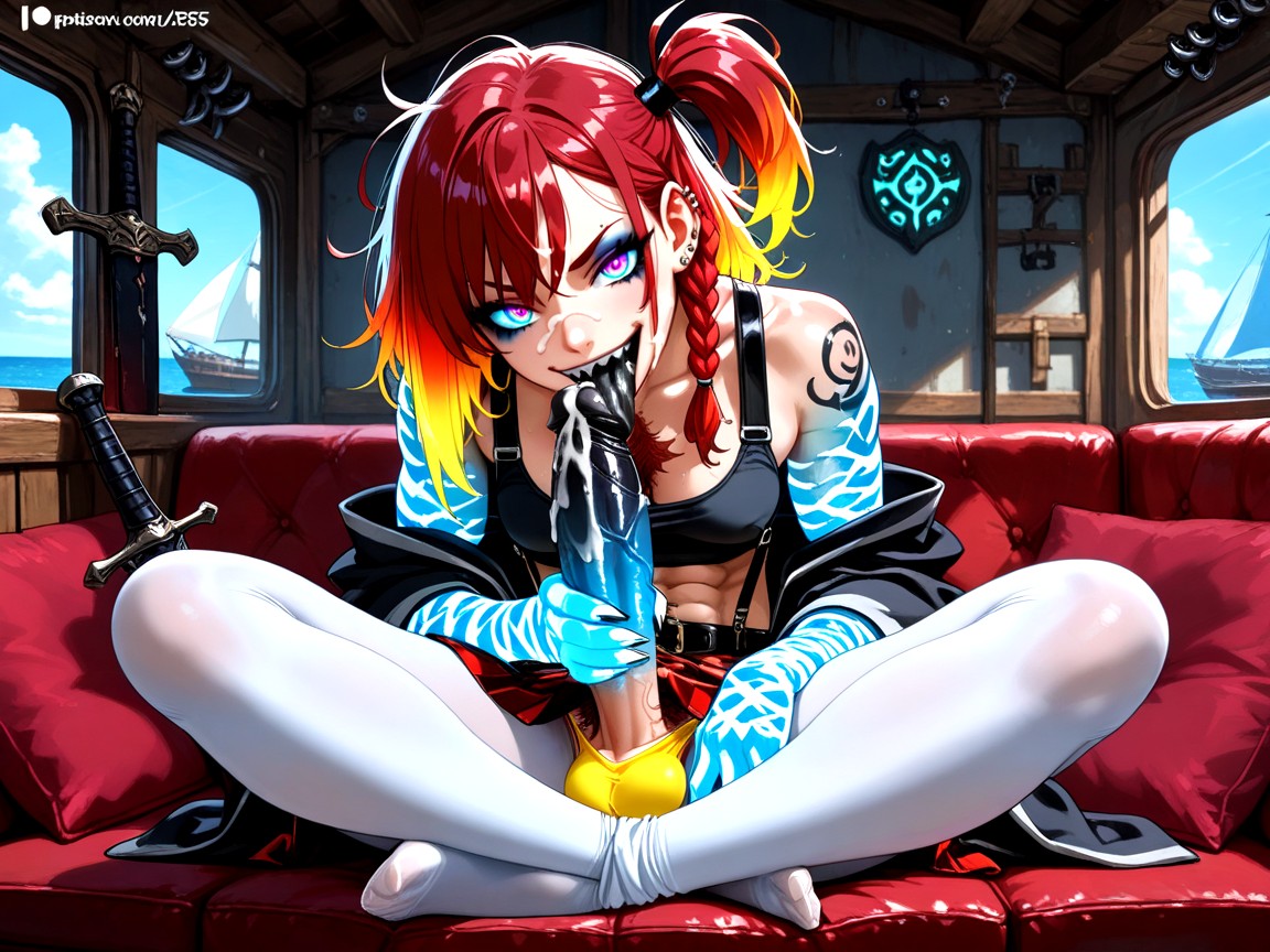 Many Piercings, Fit, Head Down Hentai AI Porn