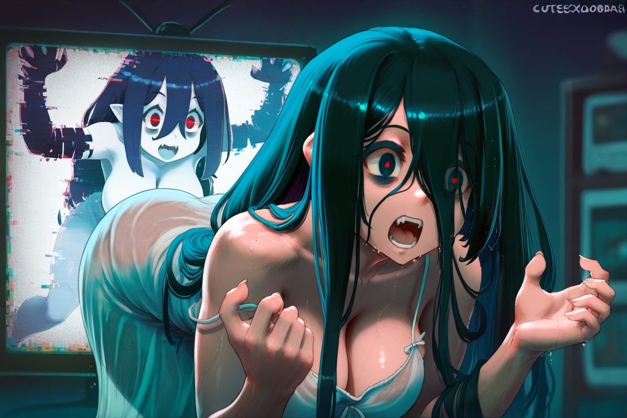 Glow, Tongue, Stuck Inside Television Screen Hentai AI Porn