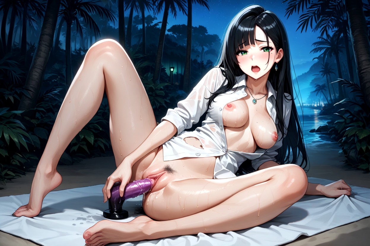 Detailed, Shirt Missing Buttons, One Hand Fondling Breast Hentai AI Porn