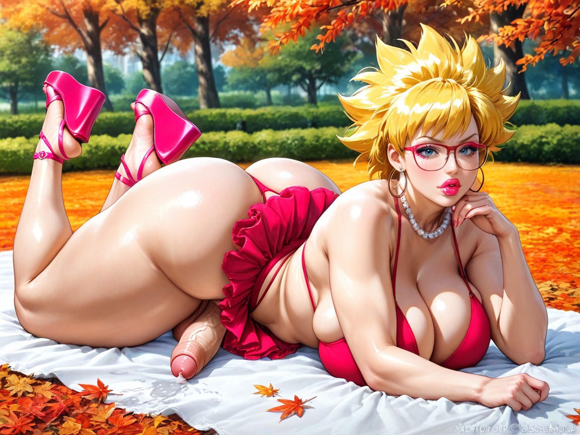 Glasses, Some Precum From The Tip Of The Penis, Highleg Pink Minithong Hentai AI Porn