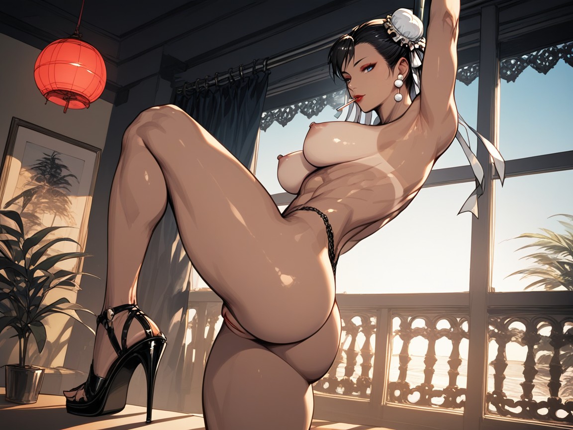 Vue De Côté, Lignes De Bronzage, Tanned Skin Porno IA Hentai