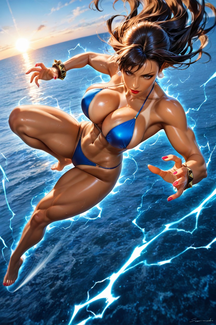Chun Li From Street Fighter, Снизу Вверх, Брюнетка Хентай AI порно