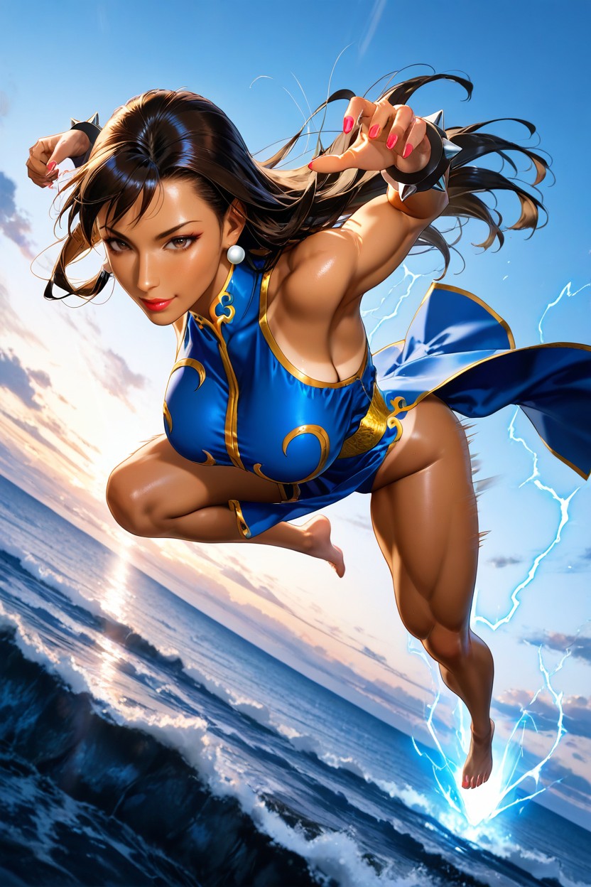 Floating In The Air, Peito Grande, Tanned Skin Hentai IA pornografia