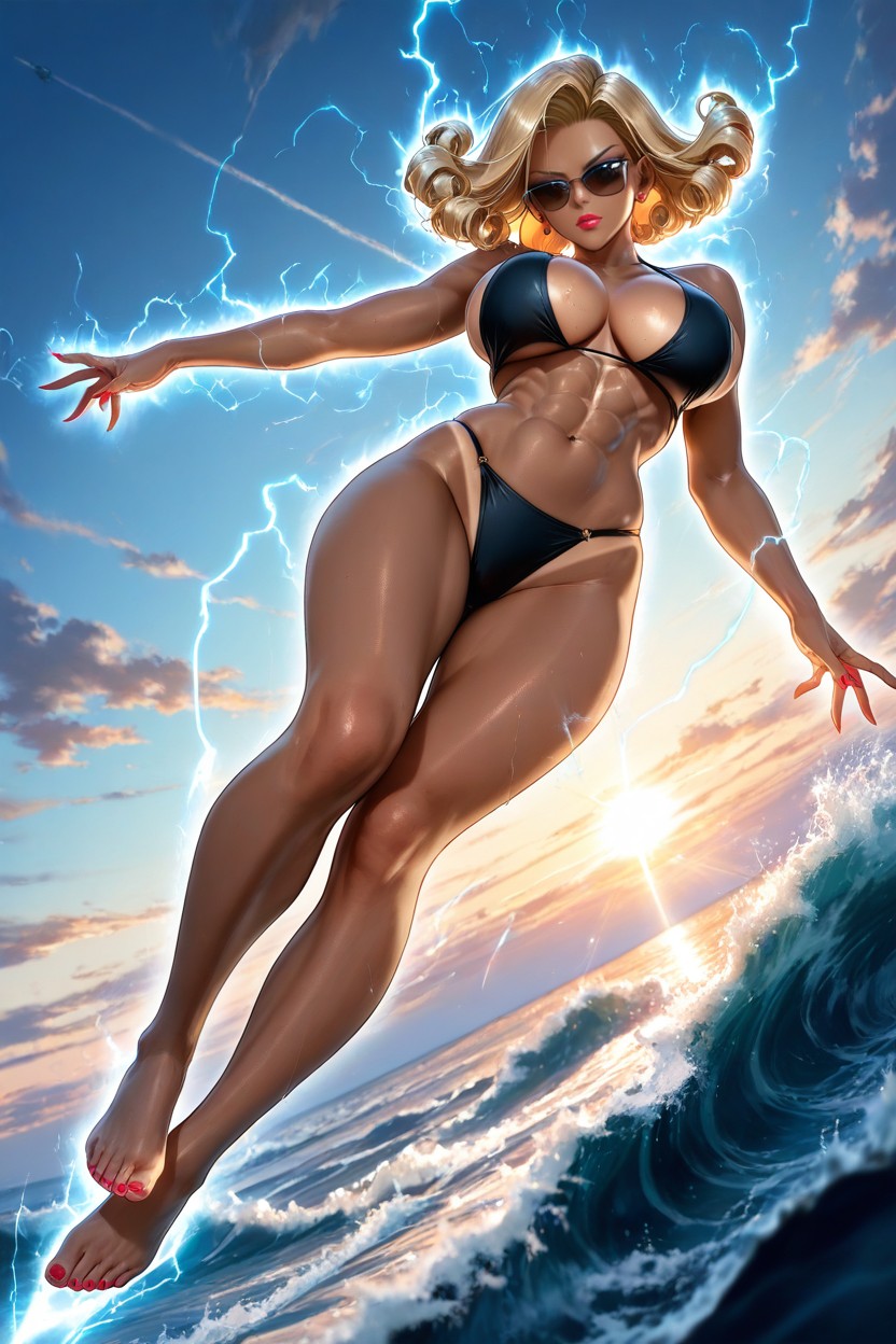 Blue Aura Around Body, Sunglasses, Ocean Porno IA Hentai