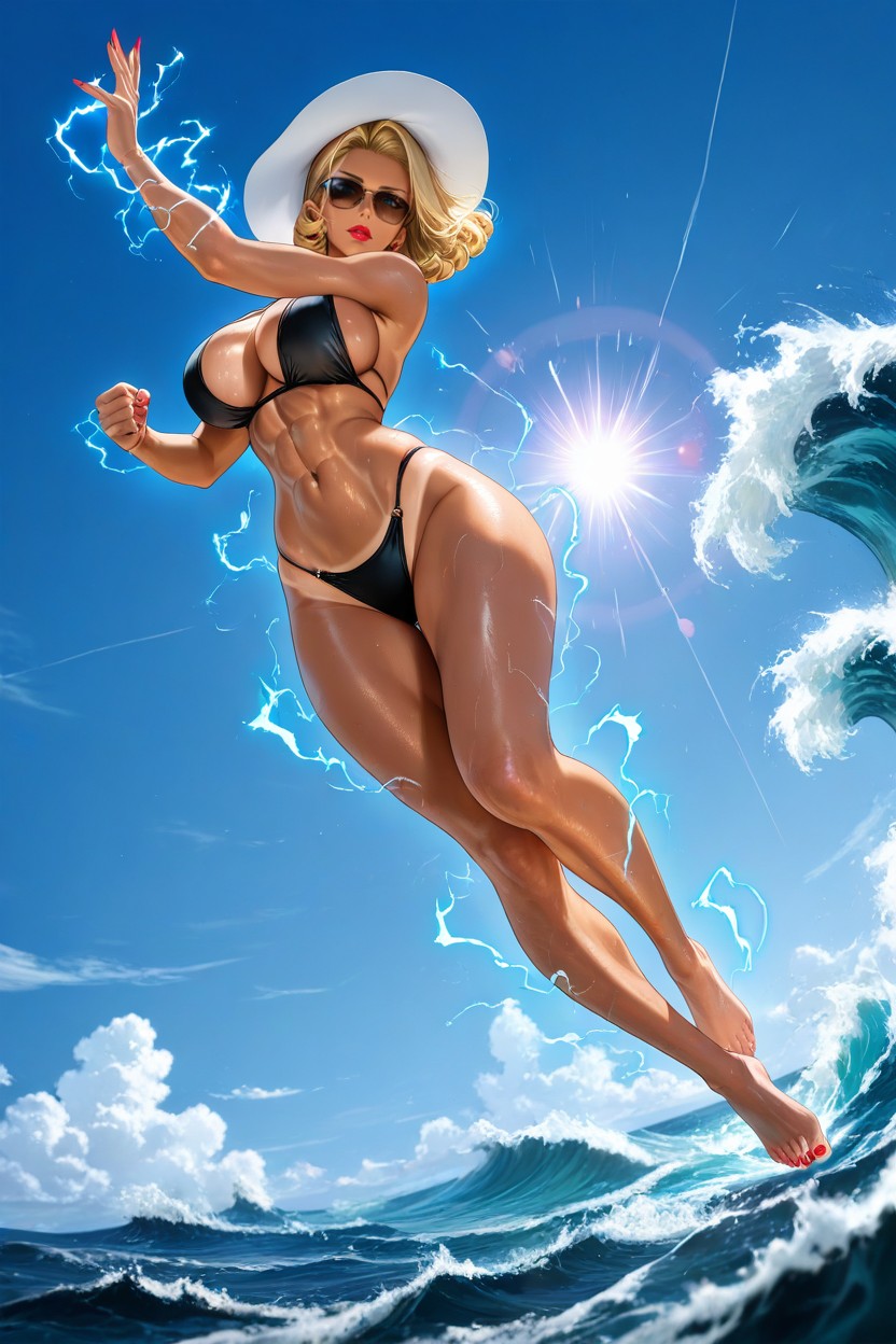 Detailed Thighs, Perfect Image, Marilyn Curly Bob Hentai IA pornografia