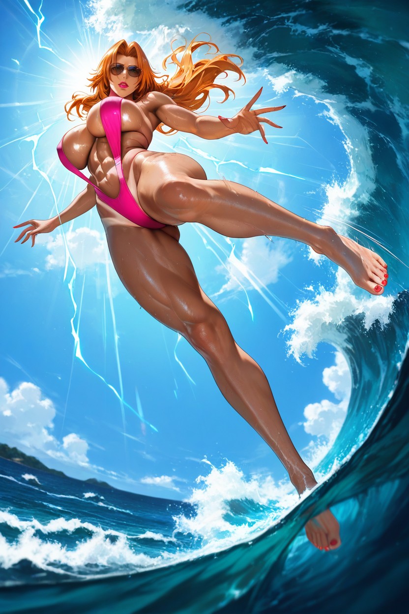Pink Slingshot Bikini, Sunlight, Body Hentai AI Porn