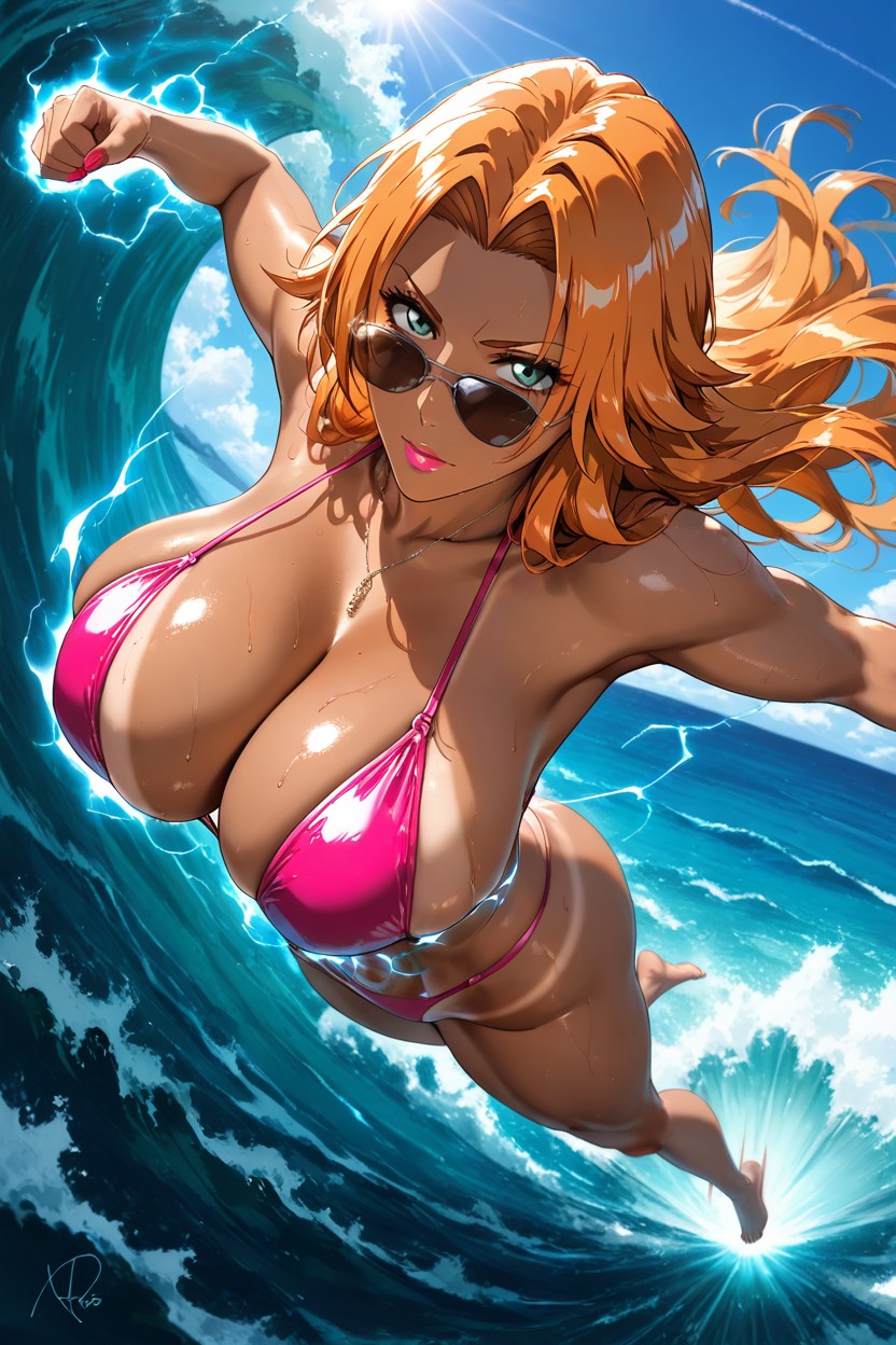 Extremely Beautiful, Pink Lipstick, Pink Slingshot Bikini Porno IA Hentai