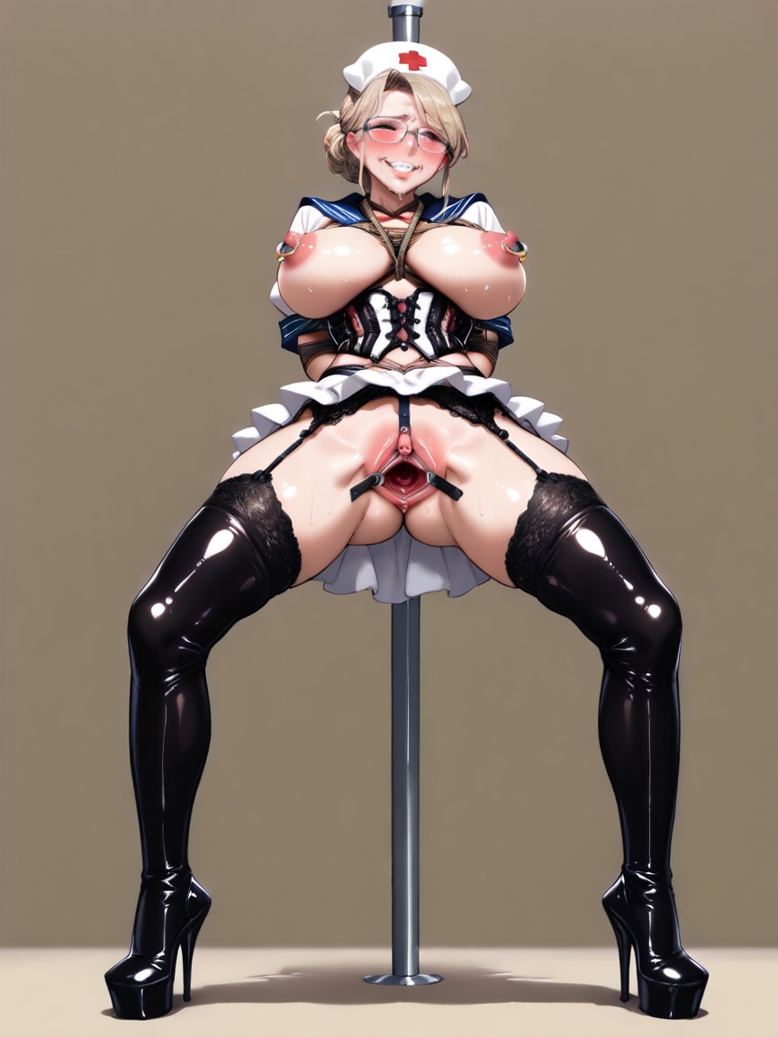 Simple Background, 1人, Exposed Breasts ヘンタイAIポルノ
