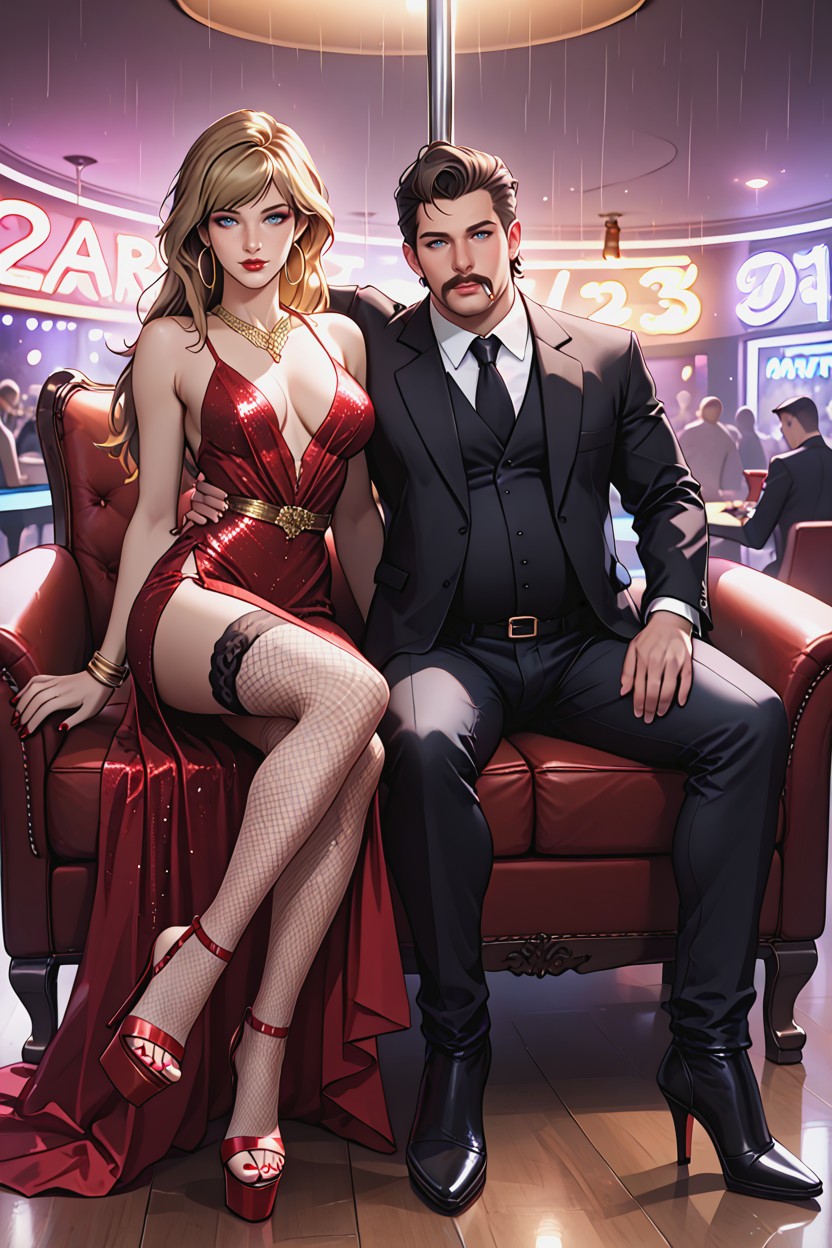 25+, Man Sitting In Luxury Leather Armchair, Blue Eyes Hentai IA