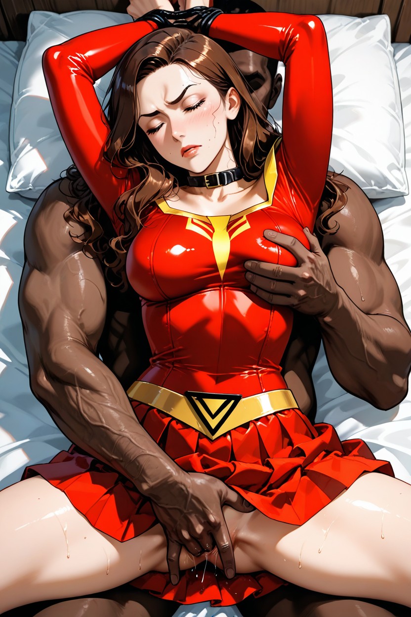 Defined Eyelashes, Hug From Behind, Shoulder-length Wavy Hair Hentai AI Porn