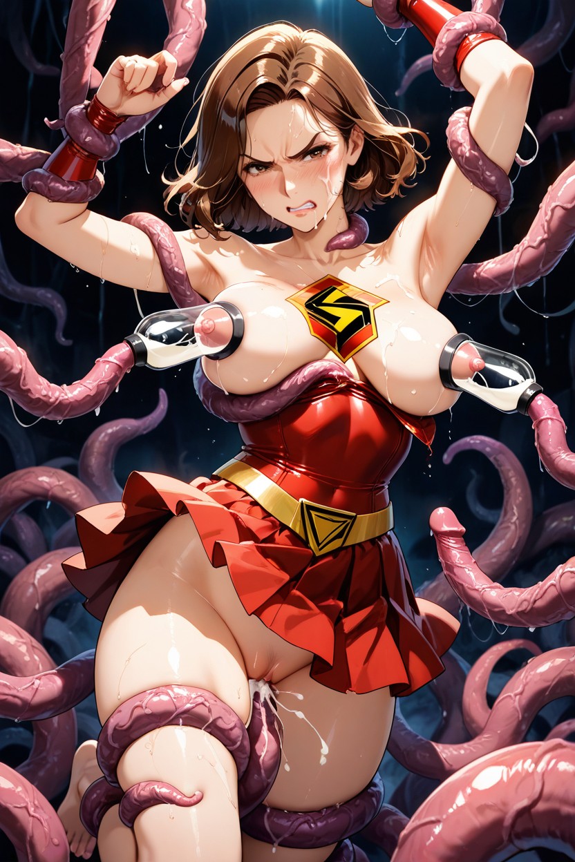 Tentacle Milking Breast, Tentacles Grabbing Breast, Gold Shoulder Ornaments Hentai AI Porn