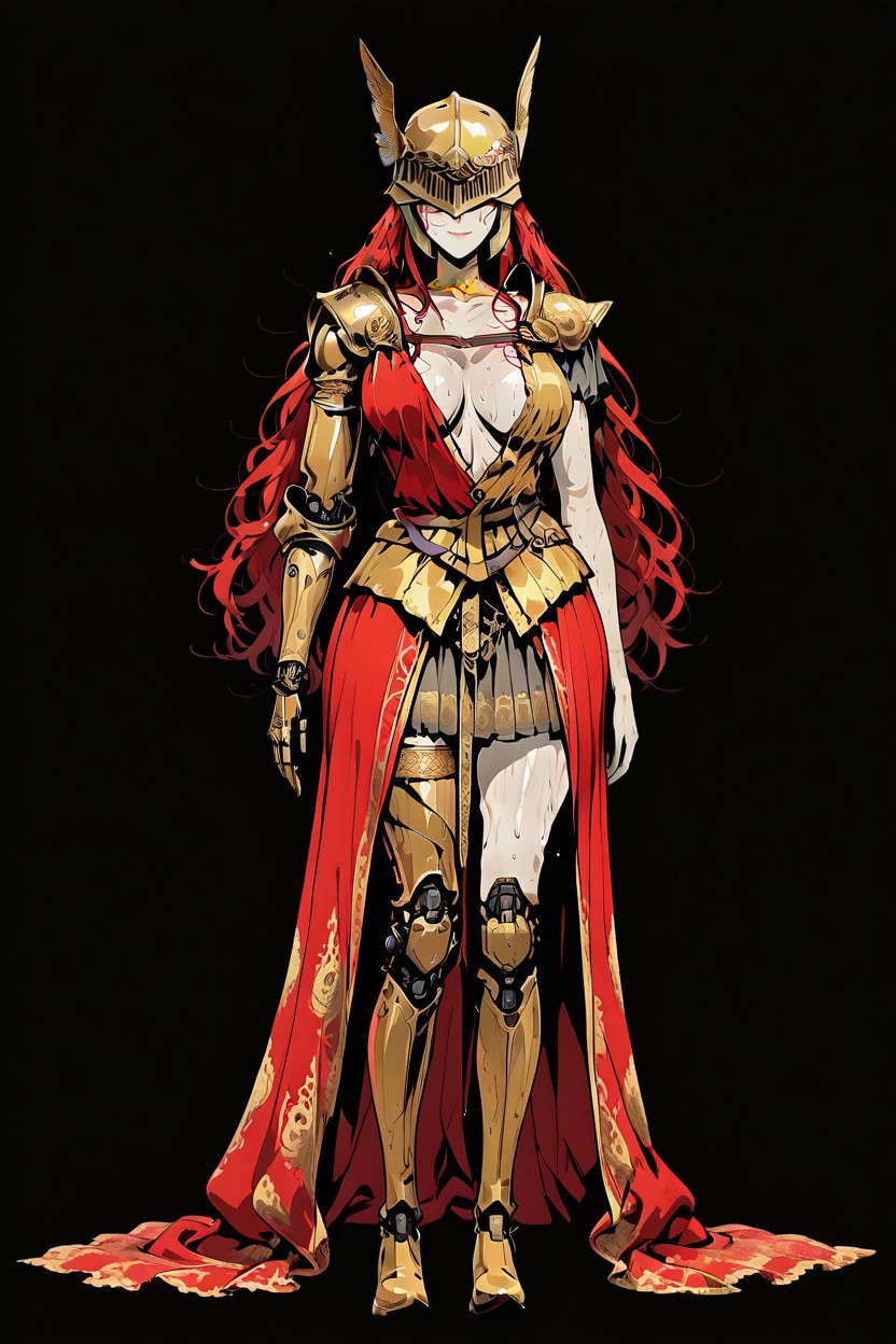 Messy Hair, Oiled Skin, Helmet Covering Most Of The Head But Face Clearly Visible Hentai AI Porn