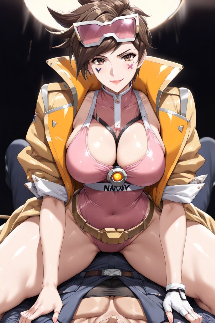 Wearing Yellow Fingerless Gloves, Choppy Layers, Messy Choppy Bangs Hentai AI Porn