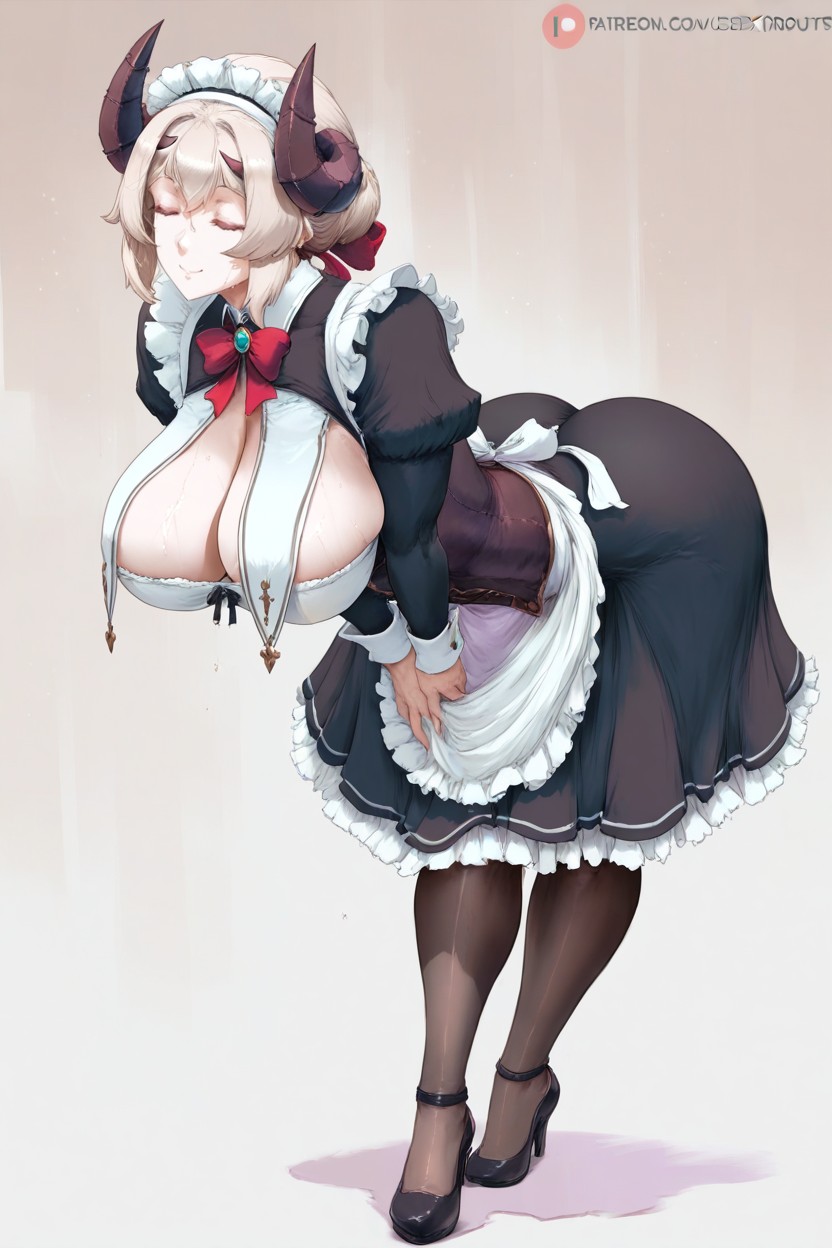Shorthorns, Platinum Blonde Hair, Thigh Highs Hentai AI Porn