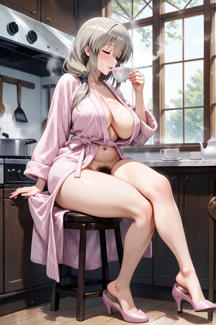 The Atmosphere Is Warm, Kitchen, Excessive Crotch Hair Hentai AI Porn