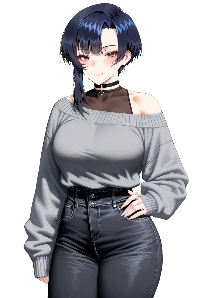 Shoulder Out, Smile, Side View Hentai IA