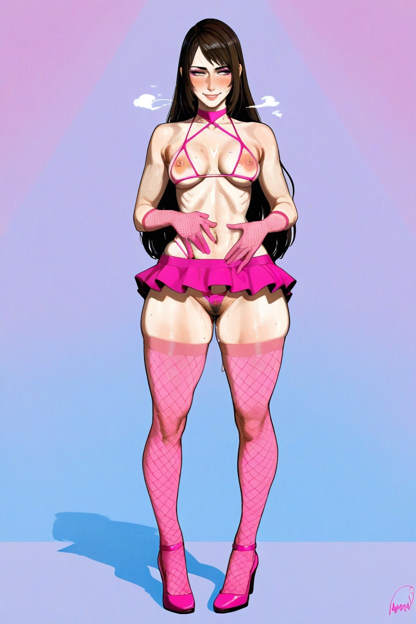 Waist Bone, Detailed But Clean Rendering, Small Breasts Hentai AI Porn