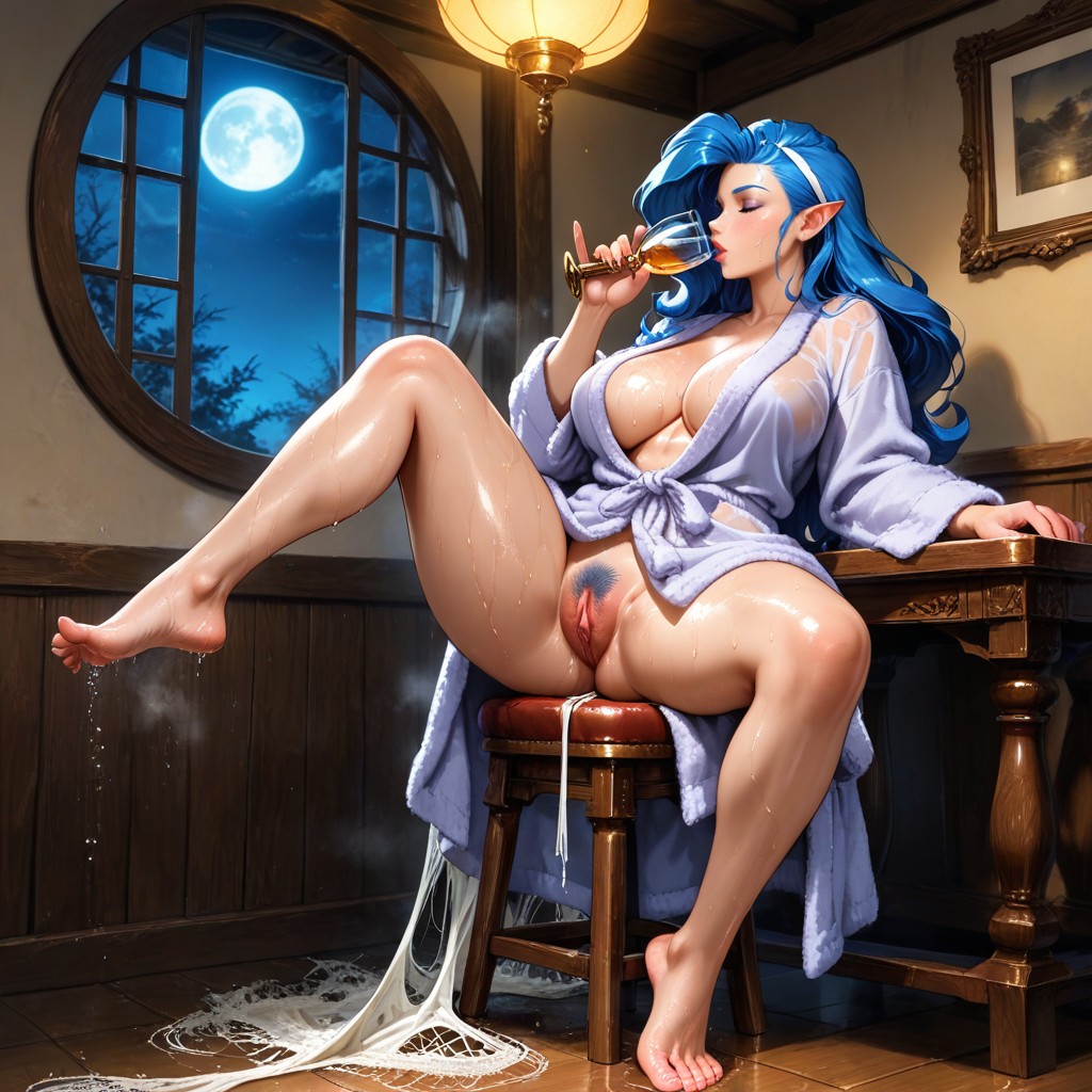 Five Fingers, Explicit, She Is Wearing An Open Silk Bathrobe Hentai AI Porn