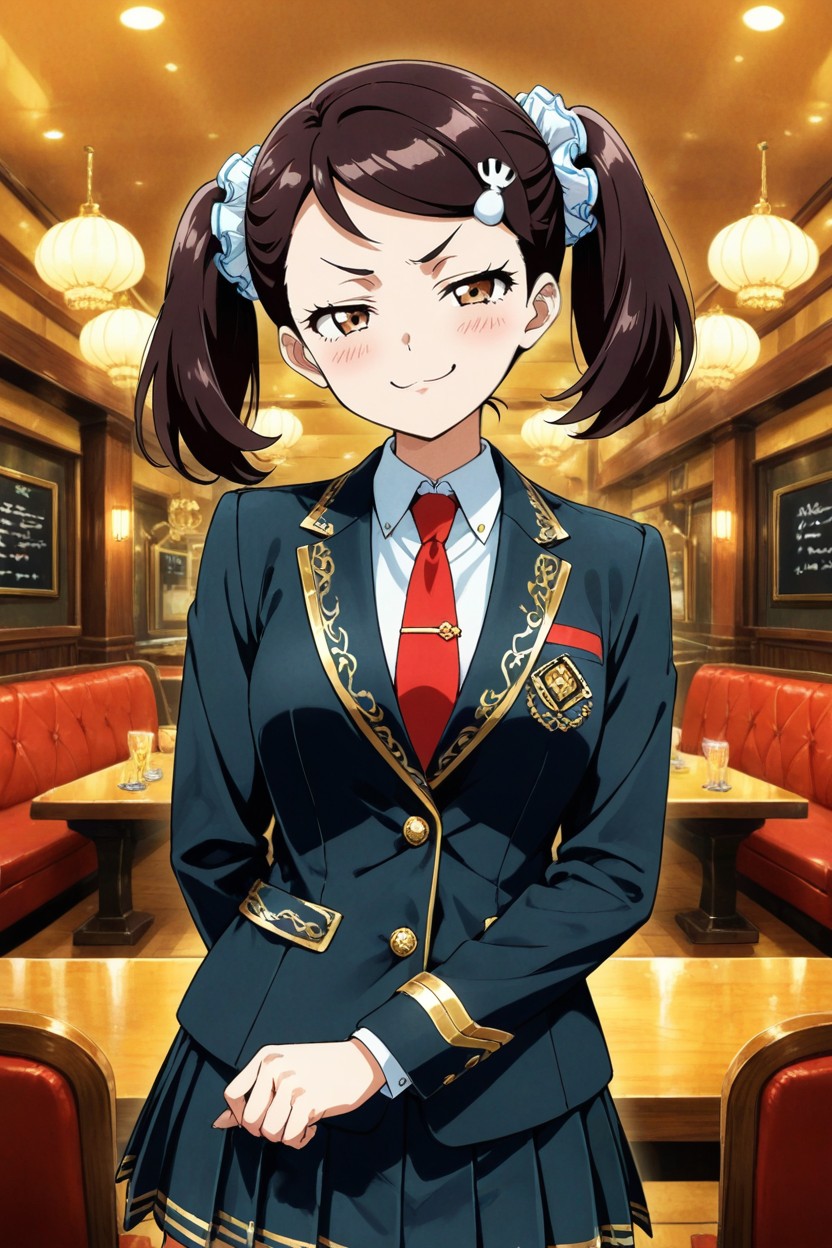 Gold Trims On The Sleeves, White Shirt, Full-body Shot Hentai AI Porn