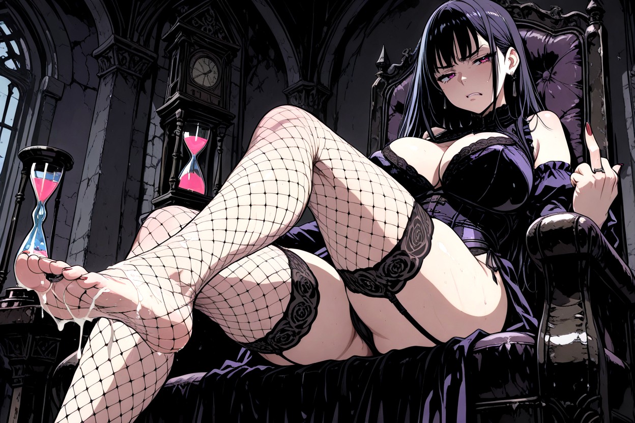 18+, Lifting Foot, Fishnet Stockings Hentai AI Porn