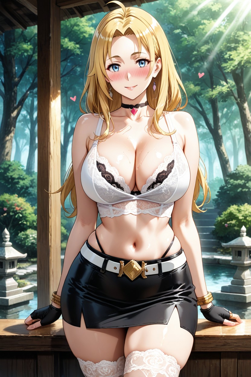 Gold Bracelets, Japanese Garden With Forest, Many Details Hentai AI Porn