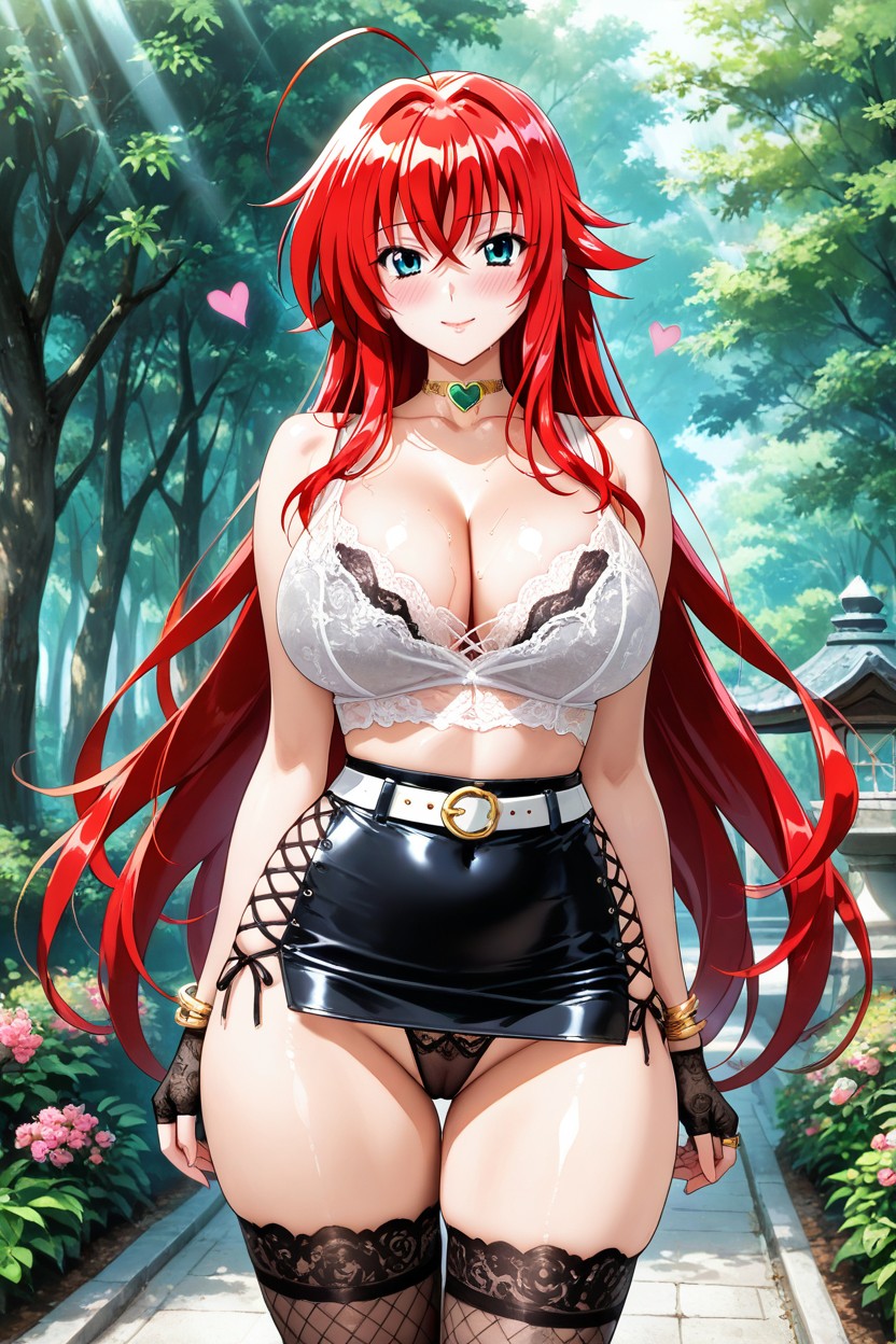 Lace Top, Arms At Her Sides, Cleavage Hentai AI Porn