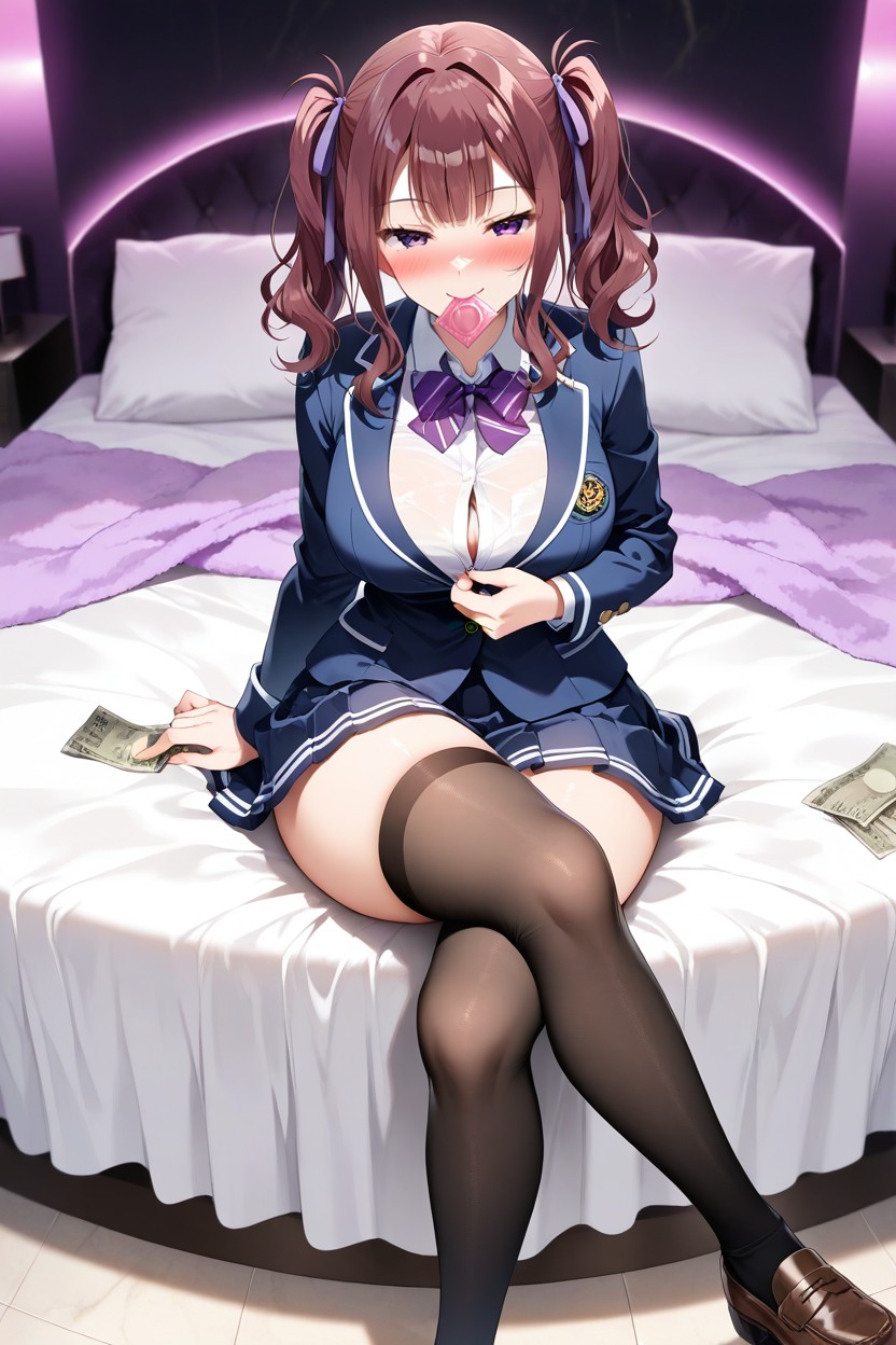 Brown Loafers, Uniforme, Pechos Medianos Hentai IA