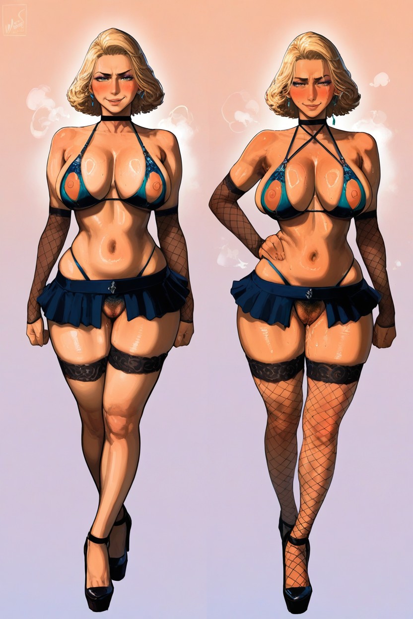 Mamimi Art Style, Detailed Voluminous Hair, Smooth Glossy Skin With Strong Specular Highlights And Sweat Droplets Hentai IA
