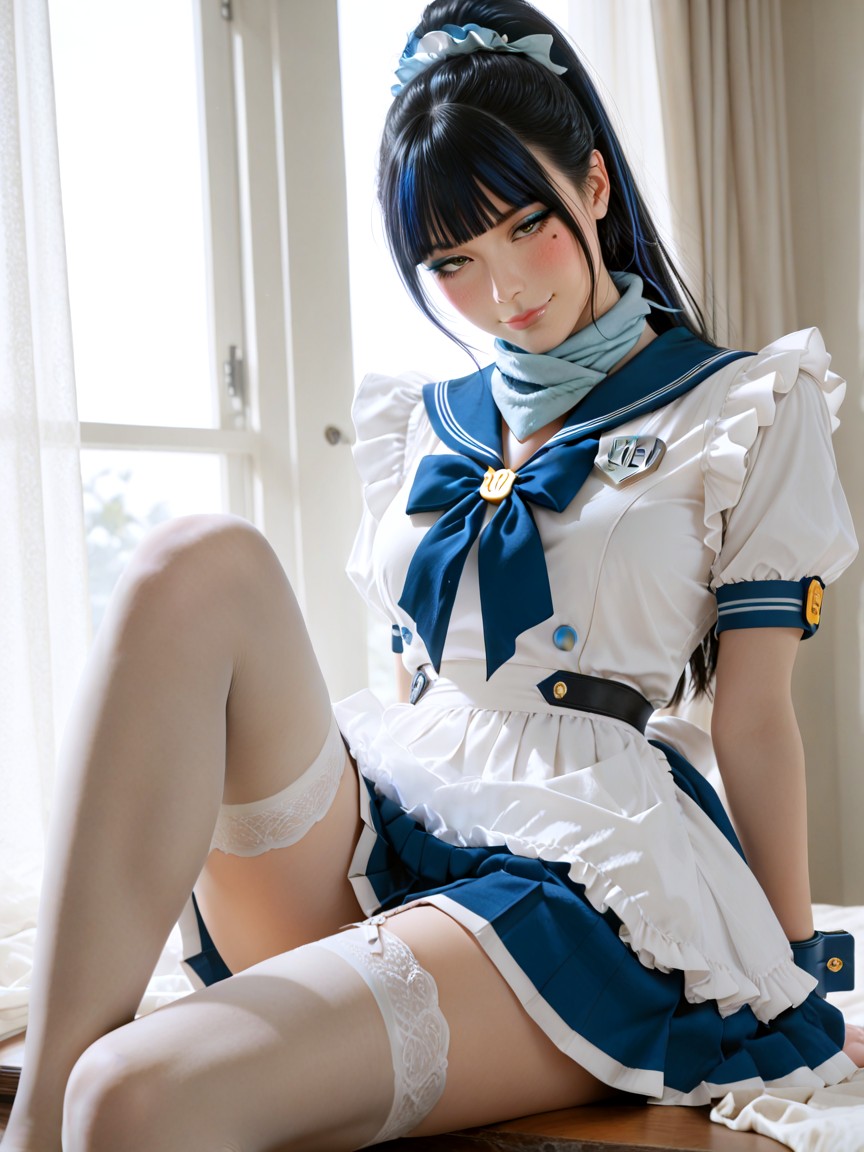 Smug Expression, Knee Up, Diffuse Lighting Hentai AI Porn