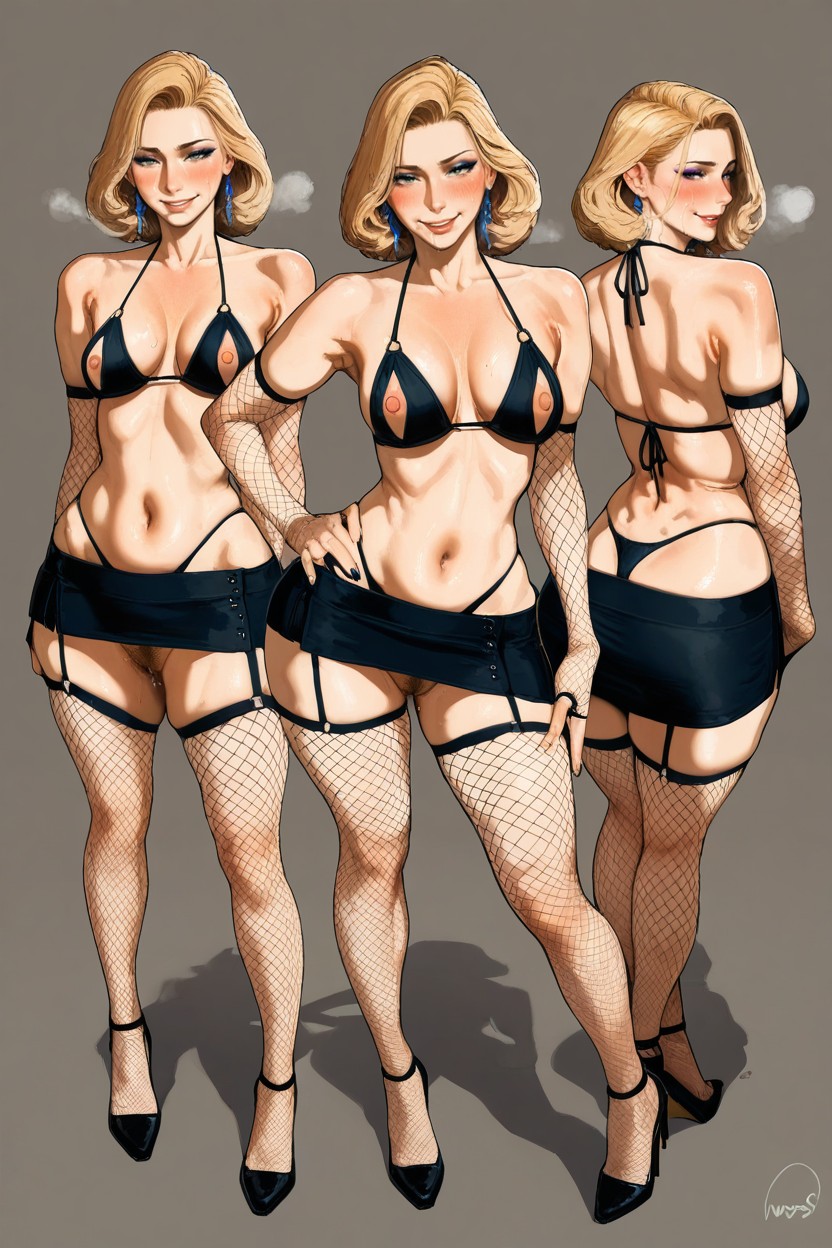 Multi-perspective View, Collarbone, Nippleless Hentai IA