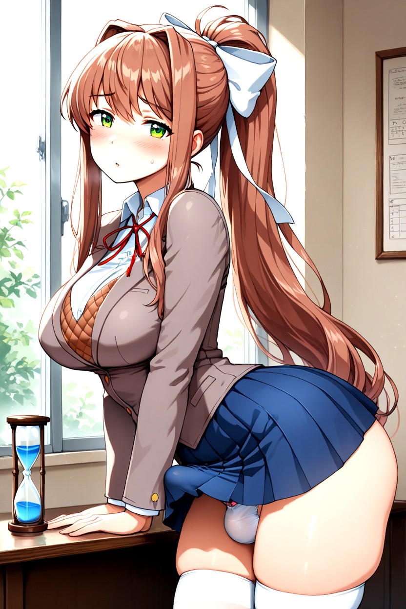Thick Thighs, Ponytail, Brown Hair Hentai AI Porn