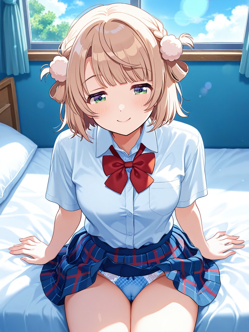Dappled Light, Perfect Skin, Sitting On Bed Hentai IA