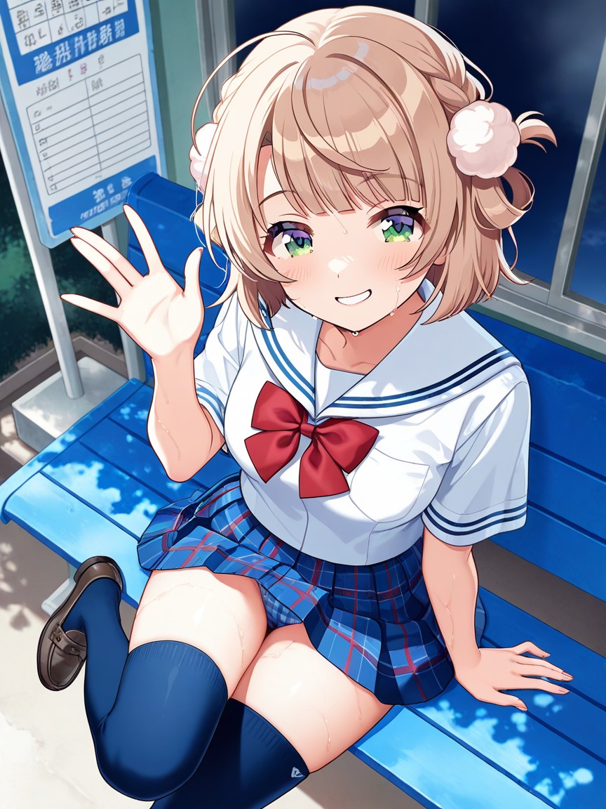 Wearing Navy Thighhigh Socks With White Trim, Detailed, And White Lines Hentai AI Porn
