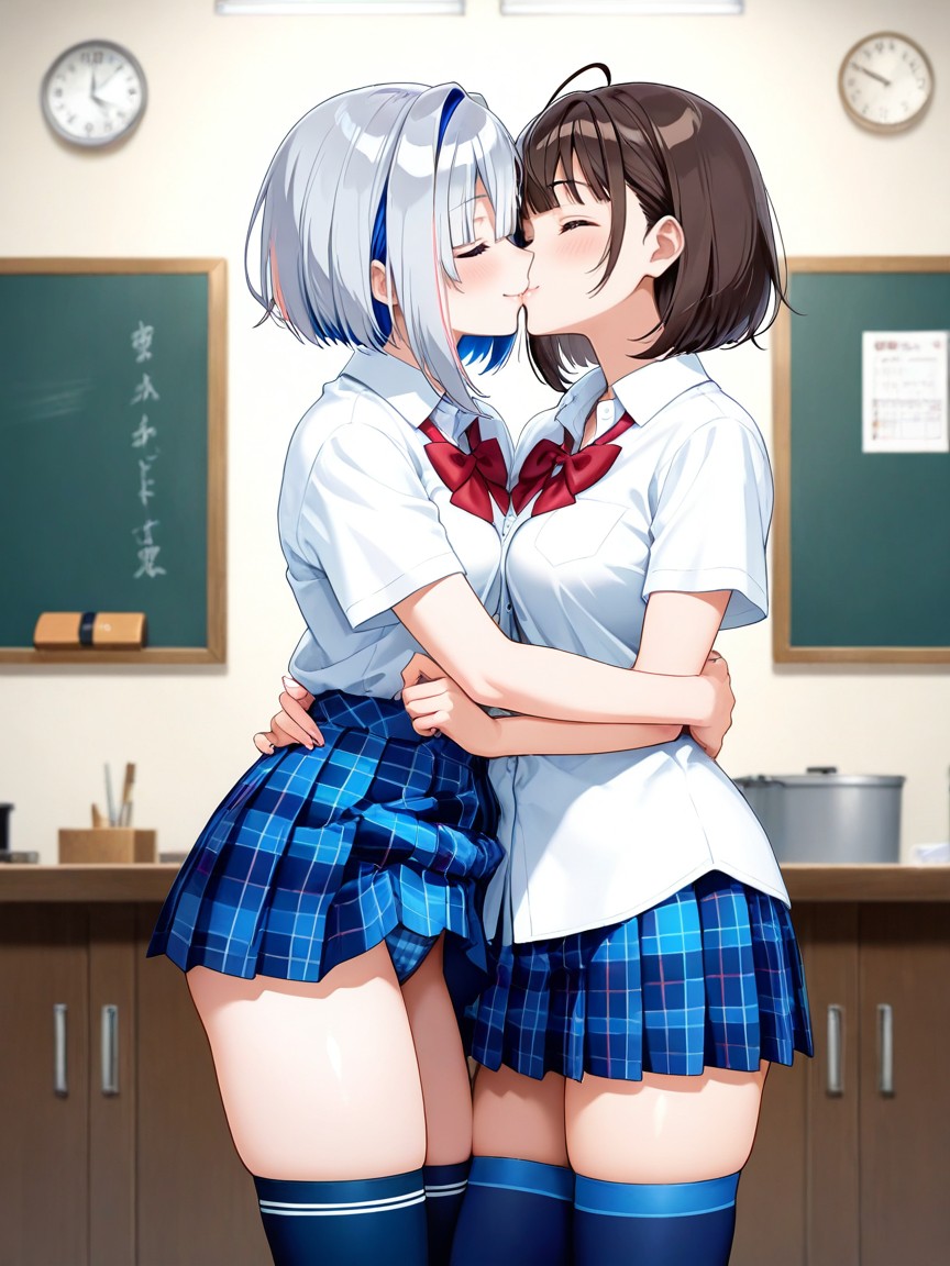 Wearing Blue Cotton Panties Inside Skirt, Happy, No Missing Fingers Hentai IA