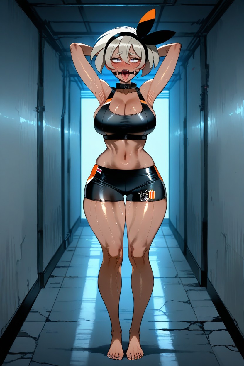 Sostén Deportivo, Mouth Wide Open, Shaved Armpits Hentai IA