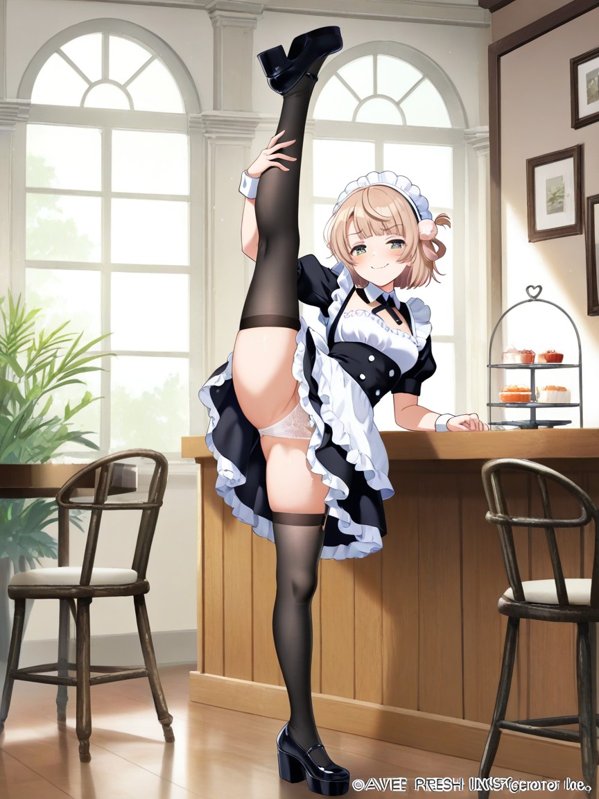 Sassy Gaze, Wearing Maid Cap, Cafe Hentai AI Porn