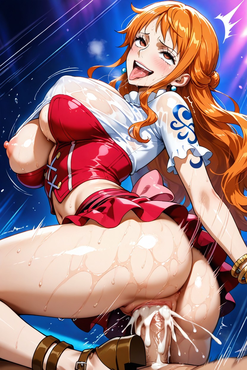 Sweaty Skin, Brown Ankle-strap Sandals, Colorful Hentai IA