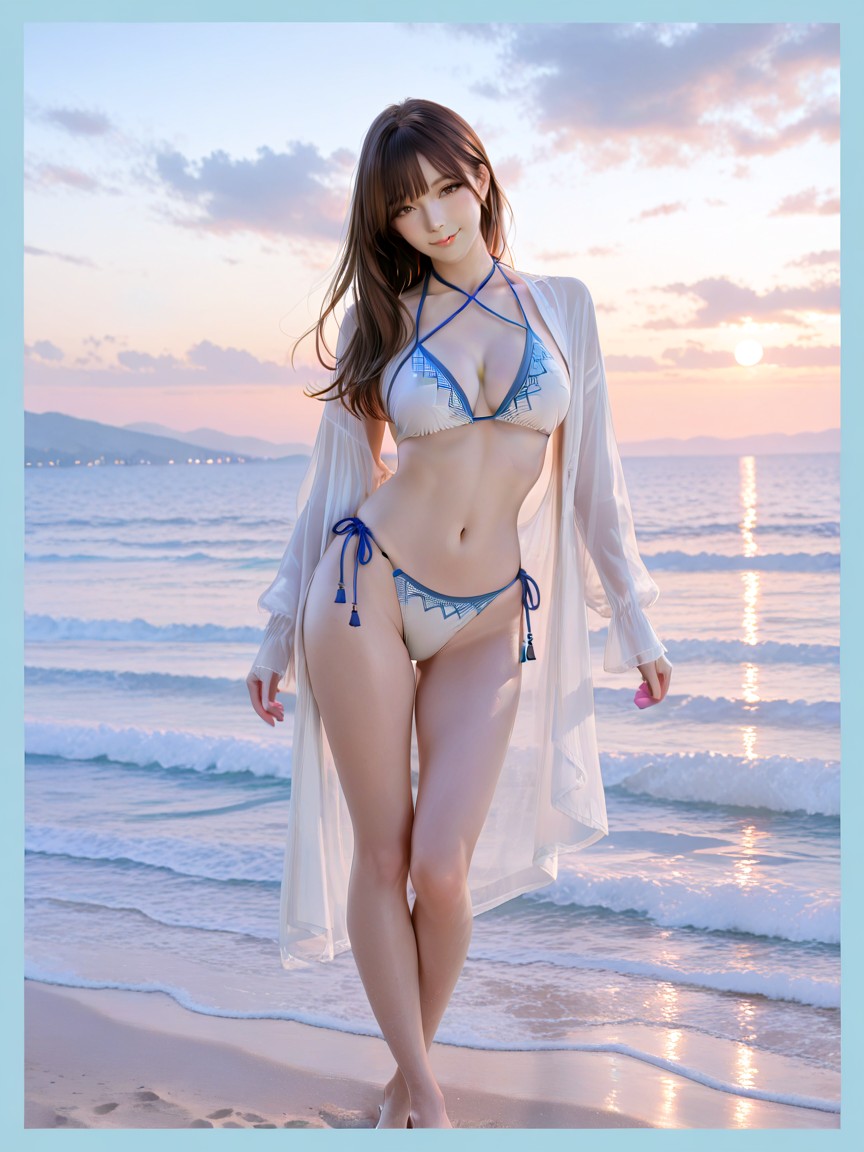 Outdoor Cloudy Twilight Sky, Arms Relaxed At Sides, K Resolution Hentai AI Porn