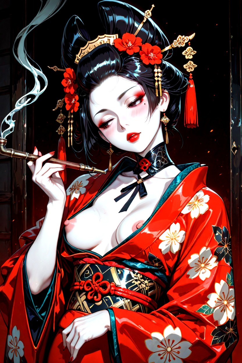 Small Ass, Dark Eyes, Red Lips Hentai AI Porn