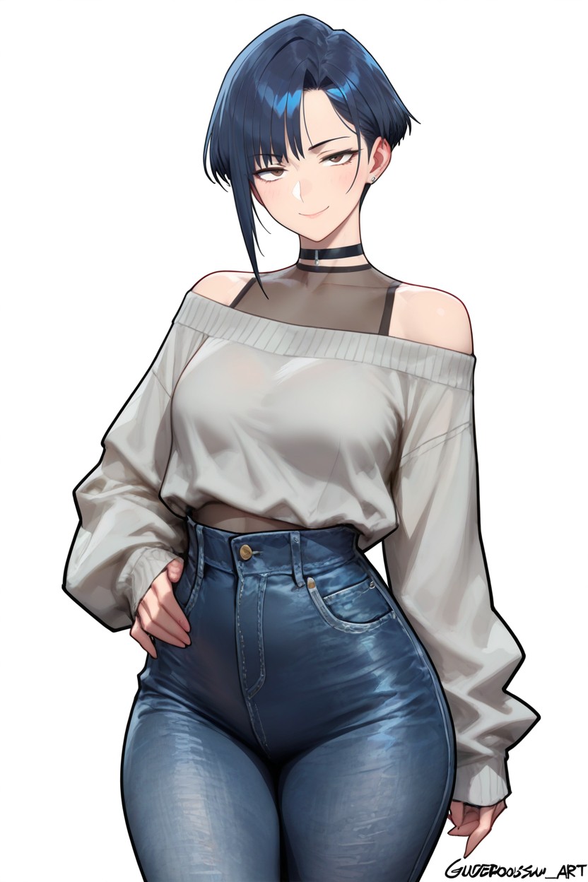 Brown Eyes, Skinny, Hand On Waist Hentai AI Porn