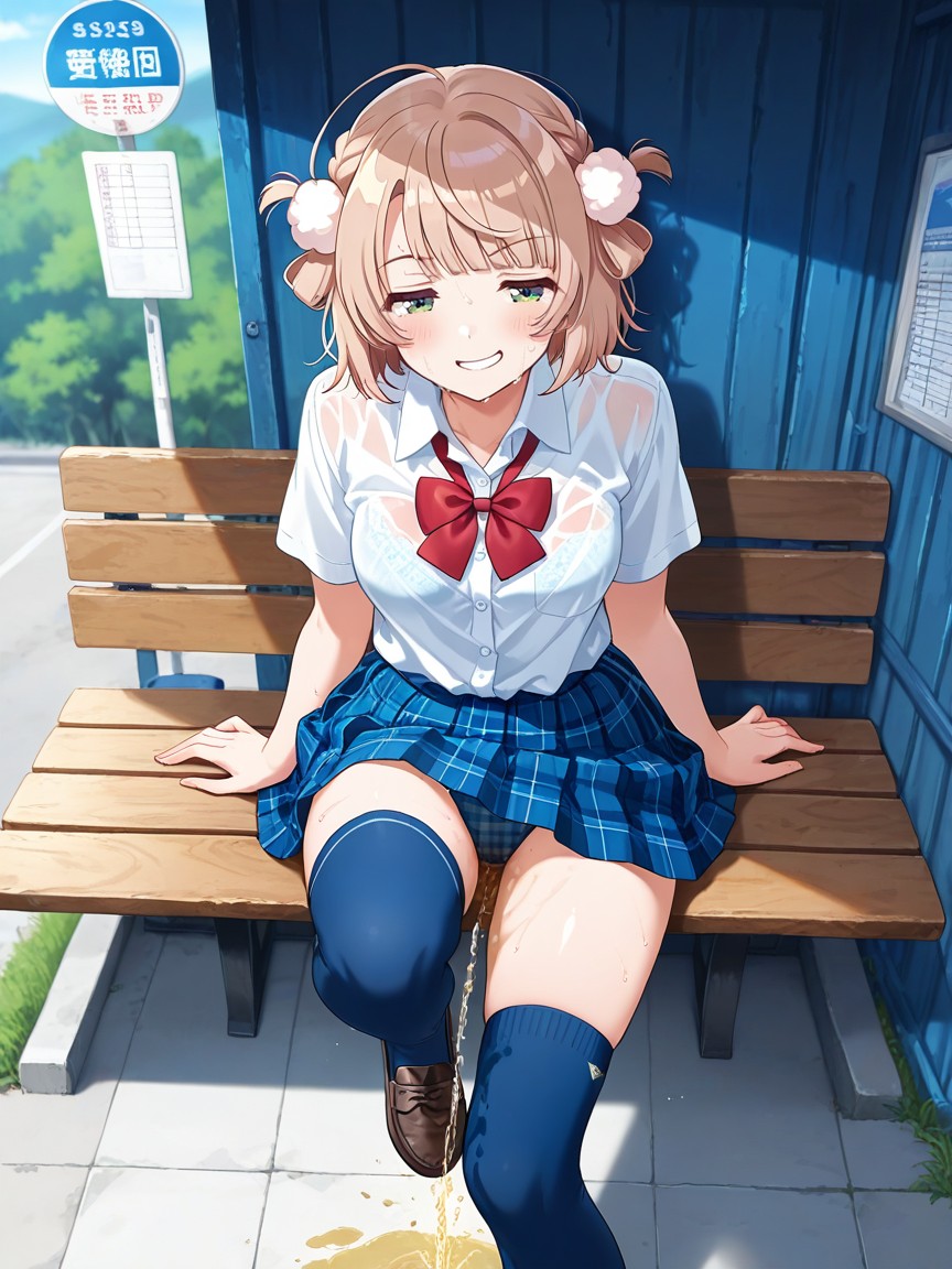 Wearing White Button Shirt With White Collar, Peeing, Wet Underwear Porno IA Hentai