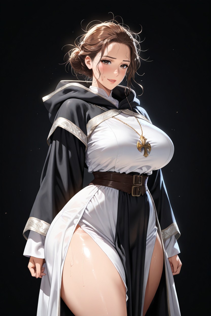 Big Rounded Bubble Butt, Messy Hair, Brown Hair Hentai AI Porn