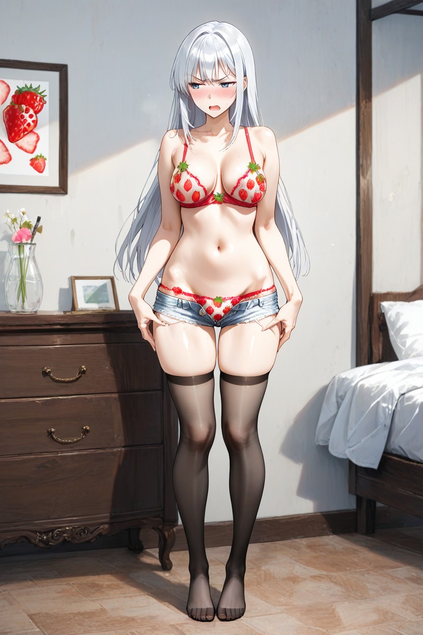 Standing, Half Closed Eyes, Sideway Sagging Breasts Hentai AI Porn