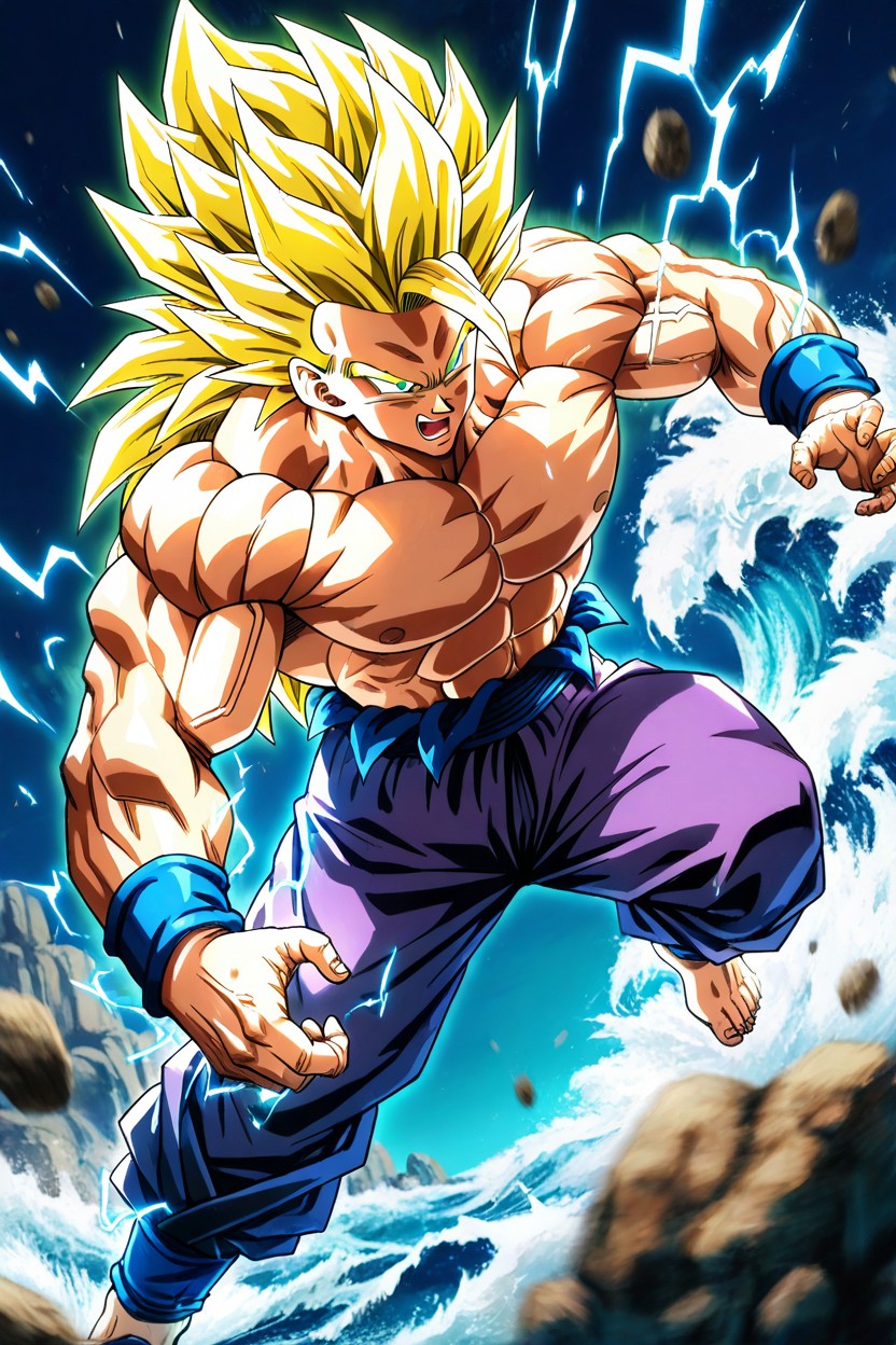 High Resolution, 非常に筋肉質, Super Saiyan Gohan From Dragonball Z ヘンタイAIポルノ