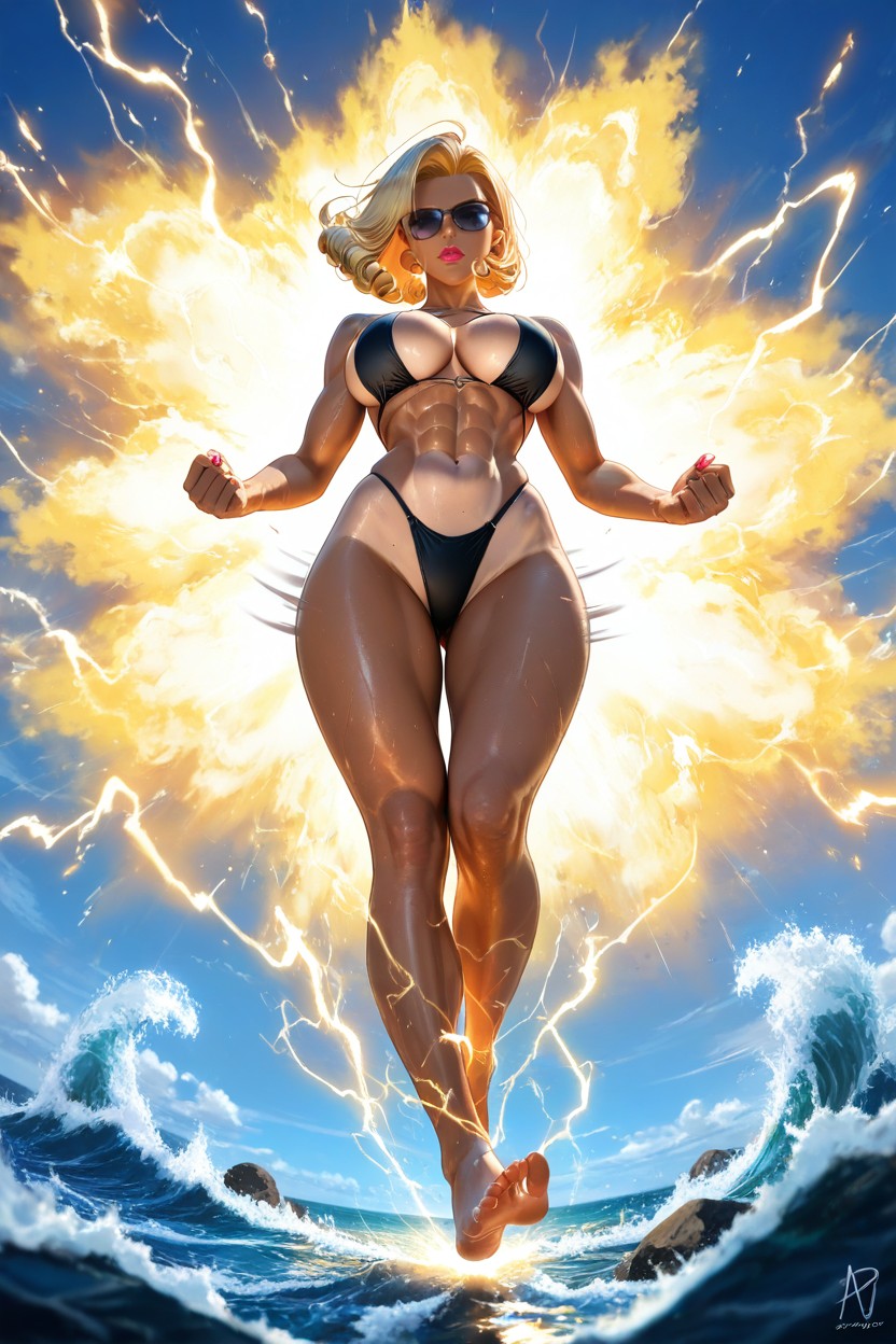 Vue De Face, Wearing A Large White Ladies Sunhat, Sunglasses Porno IA Hentai